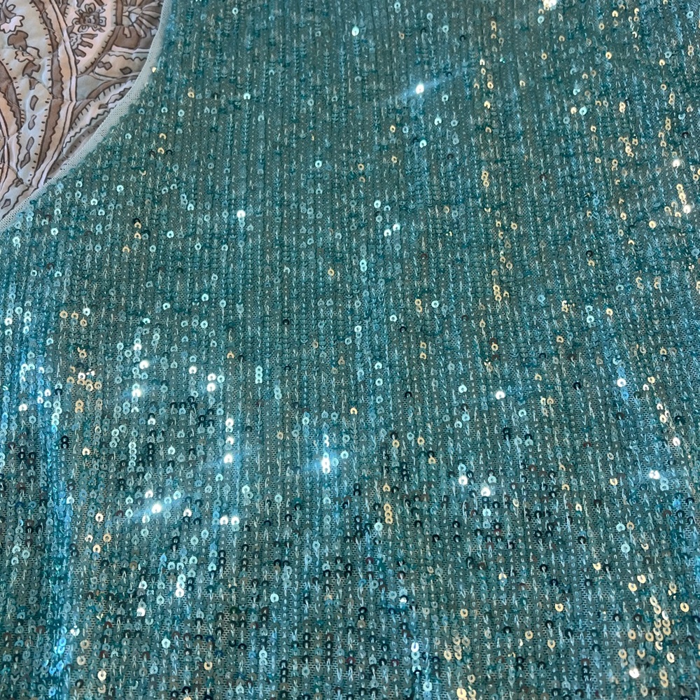 Chicwish Aqua Sequin Tank Top - Picture 2 of 3